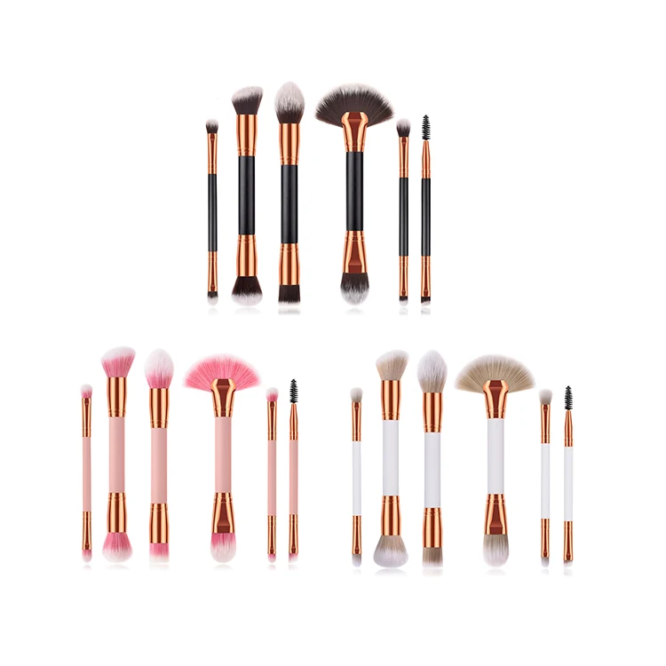 Косметические двухсторонние инструменты для макияжа, набор из 6 кистей для лица и глаз