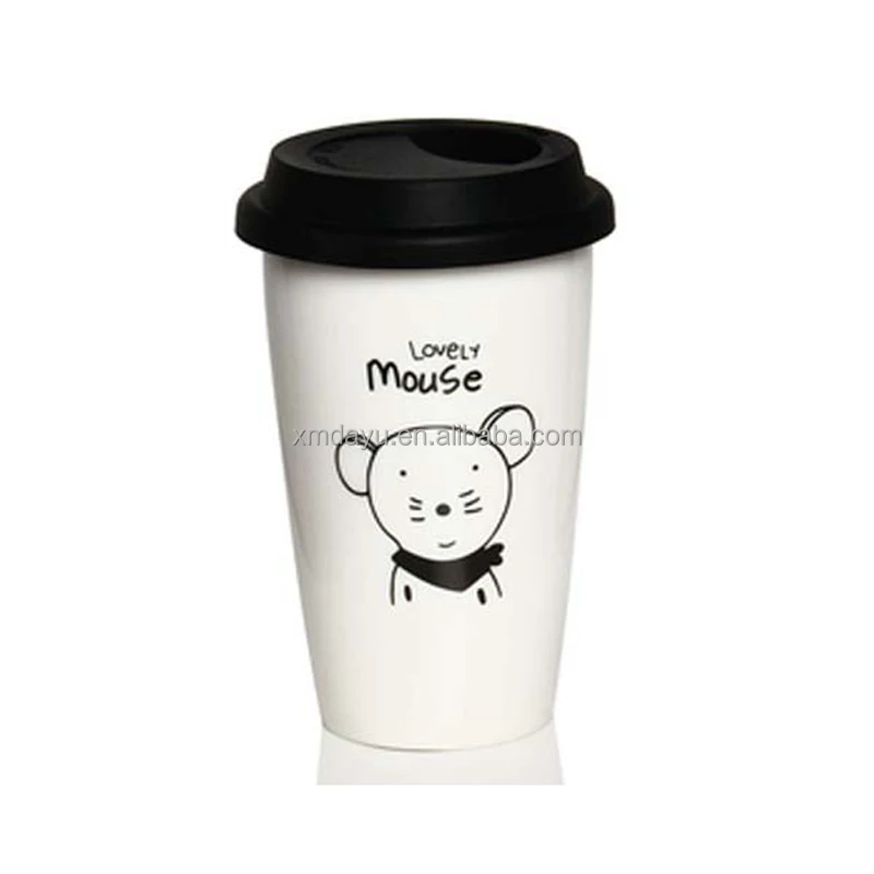 Пользовательские печати двойной стены кружка для путешествий кофе керамическая с силиконовой