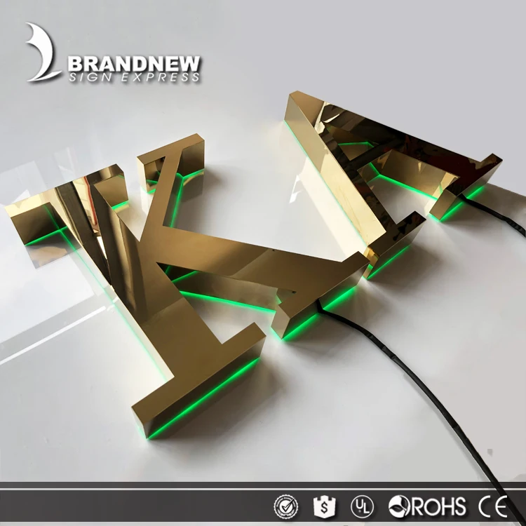  3D нержавеющая сталь стена Английский канал буквы металлический знак Алфавит золотые