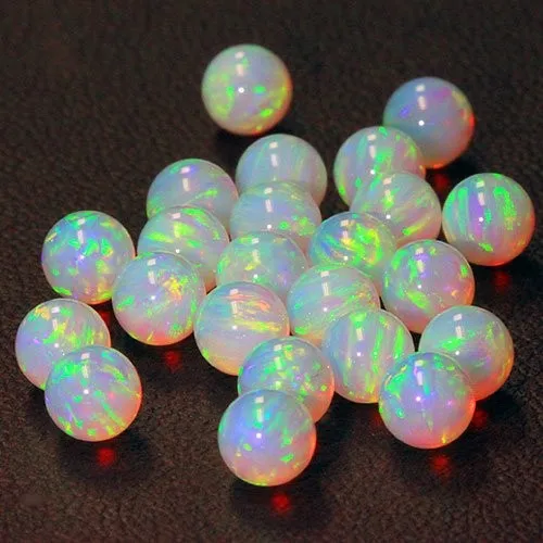 Hold drilled factory price beautiful ball shape synthetic white opal beads for sale (1600096268776)