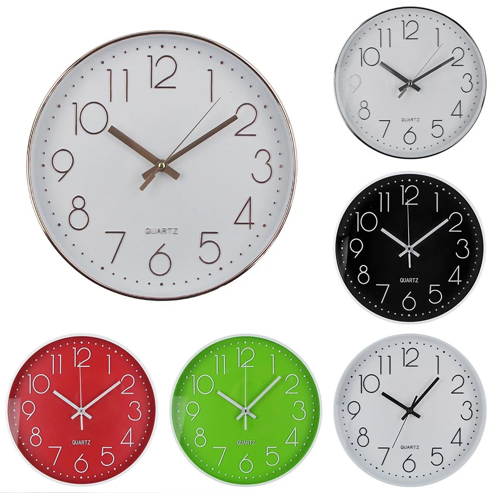 Rose Gold 3D Plastic Wall Clock for Home Living Room Decoration