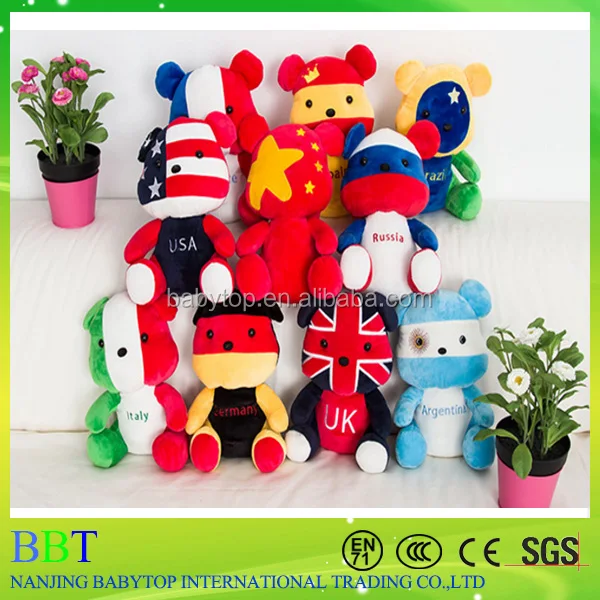 High quality national flag souvenir tedy bear with gold medal