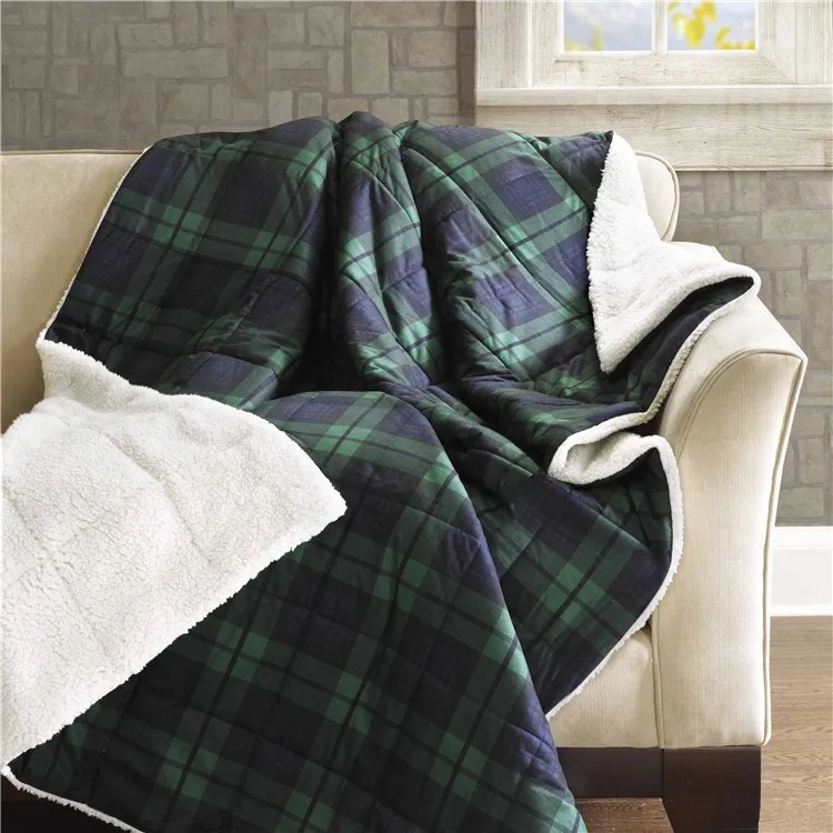 Wholesale high quality modern bed blanket red plaid pattern queen size blankets