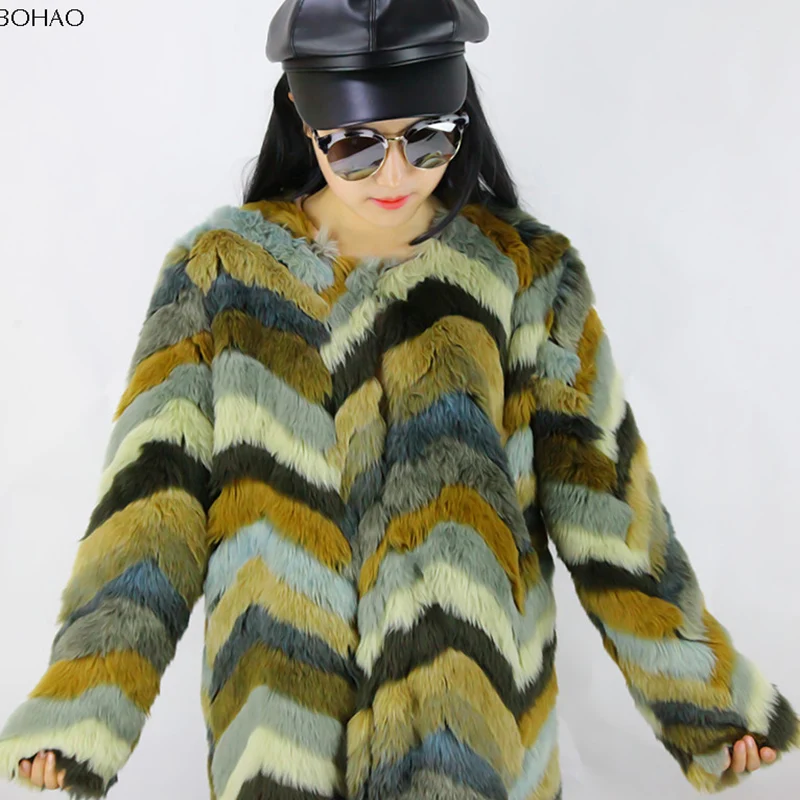 
Best Quality Competitive Price Colored Chinchilla Faux Rabbit Fur Coat 