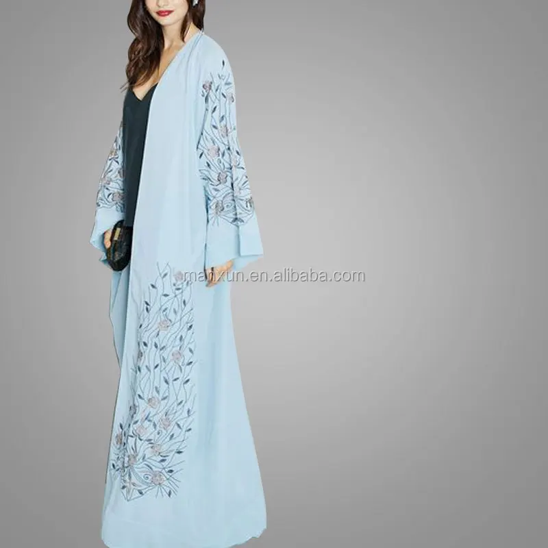 Open Front Abaya Dubai Kimono 2017 Fashion Women Islamic Overcoat Muslim Embroidery Long Cardigan Abaya