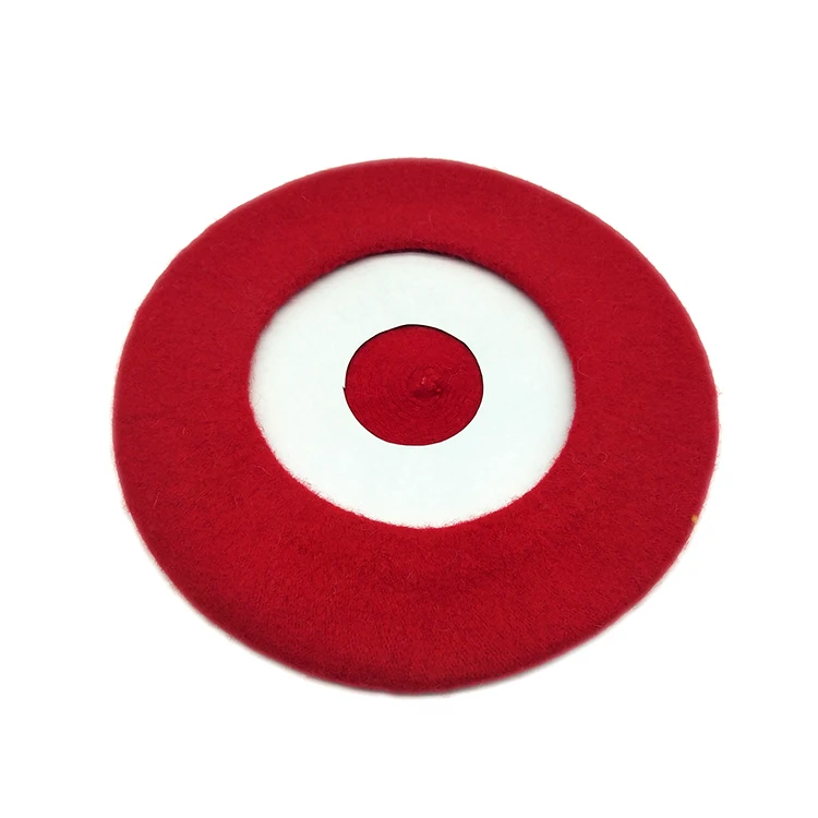 
Hot Sale Solid Color Red Berets Customized Pattern Wool Beret Hat For Femme 