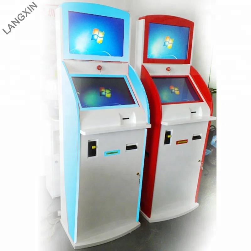 Киоск для самостоятельного заказа фаст-фуда с сенсорным экраном и принимающим купюру