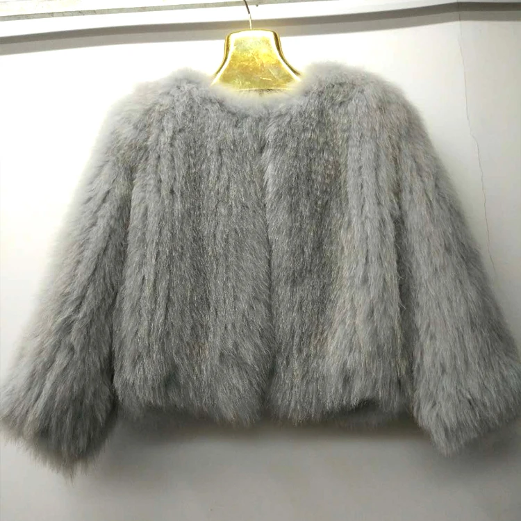 Wholesale Fox Fur Jacket Coat Hand Knit Women Real Fox Fur Winter Coat Custom Winter Lady Fur Coat