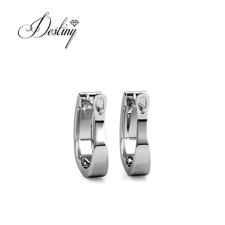 Sterling Silver 925 Premium Austrian Crystal Jewelry Fashion Design Meg Hoop Earrings For Women To Party Destiny Jewellery