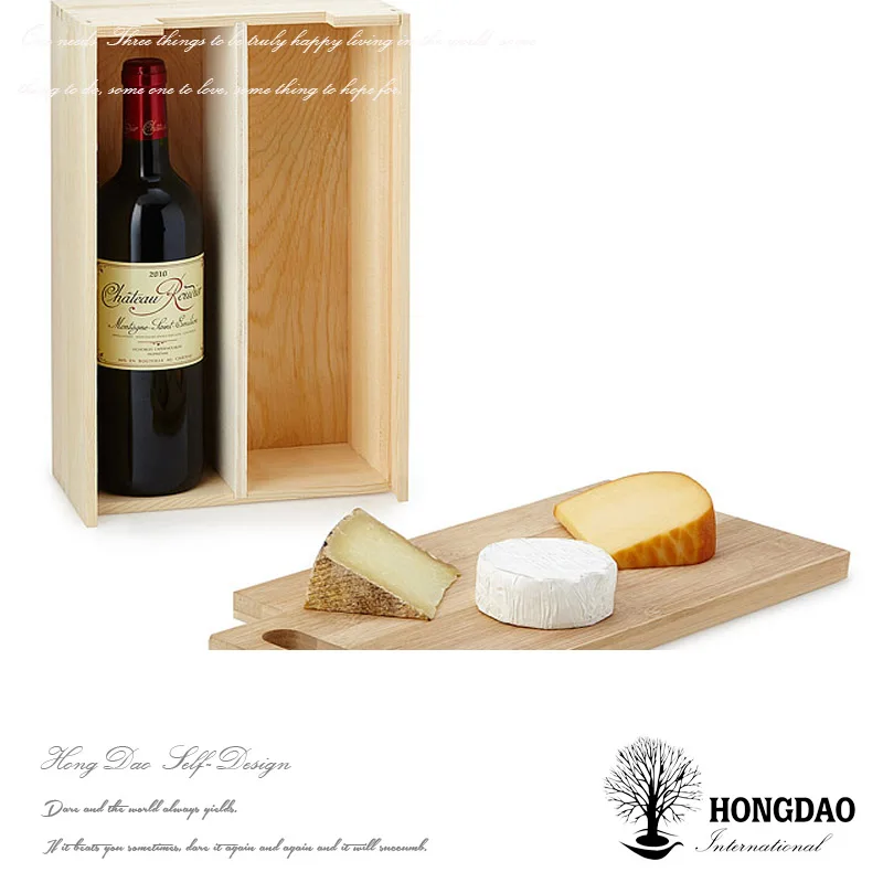 
HONGDAO Wholesale Unfinished 3 Bottle Wooden Wine Box,wooden gift box wine storage holder 