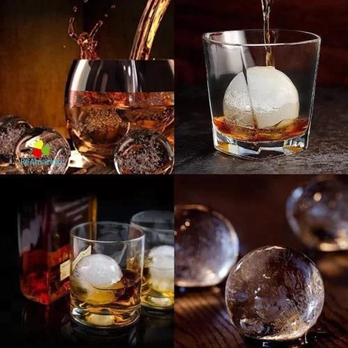 Silicone Sphere Mold Ice ball Maker 2 Cavity Silicone Large Ice Cube Balls 3D Ball Silicone Ice Cube Mold Tray