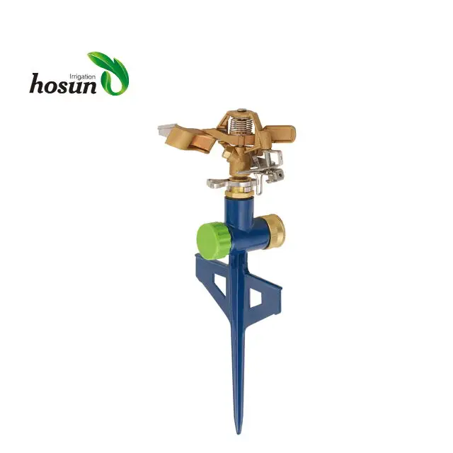 Brass impact sprinkler with zinc step spike