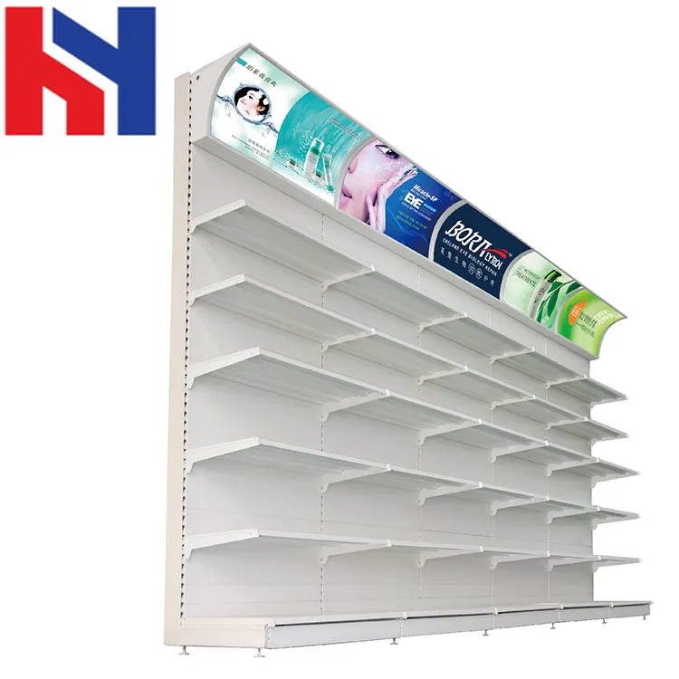 3-6 layers custom supermarket cosmetic gondola shelf shopping mall rack with led