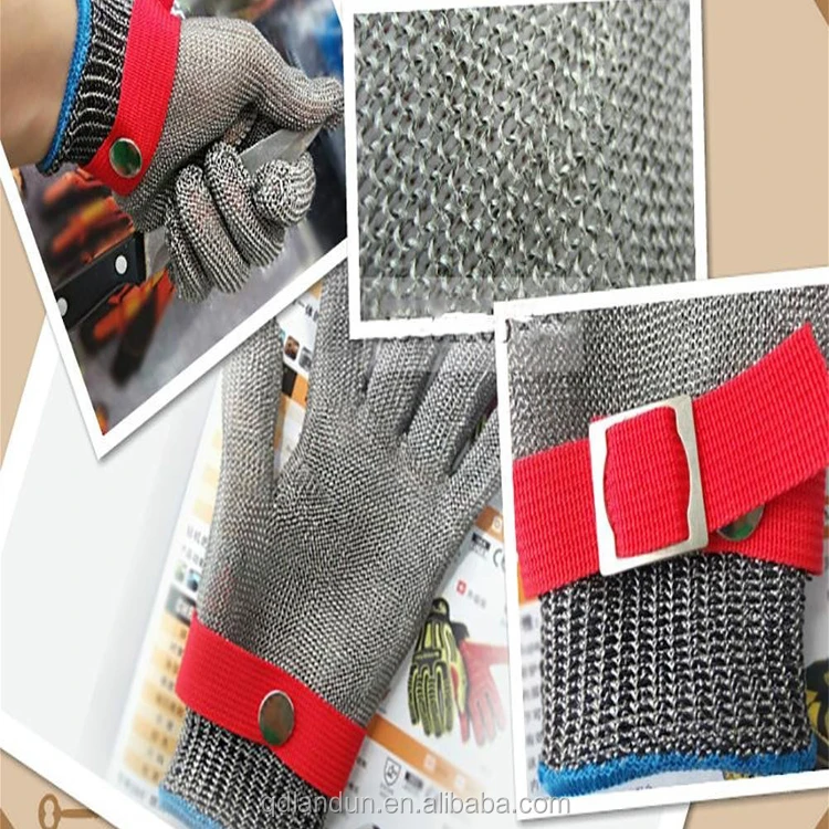 Guantes De Malla De Cadena Carnicero Luvas De Malha De Aco Stainless Steel Wire Glove Cut Resistant Butcher Steel Wire Gloves