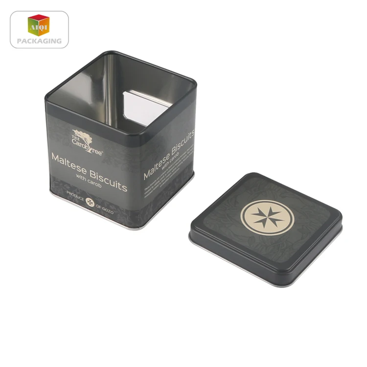 
square metal tin box with PVC window for biscuits 