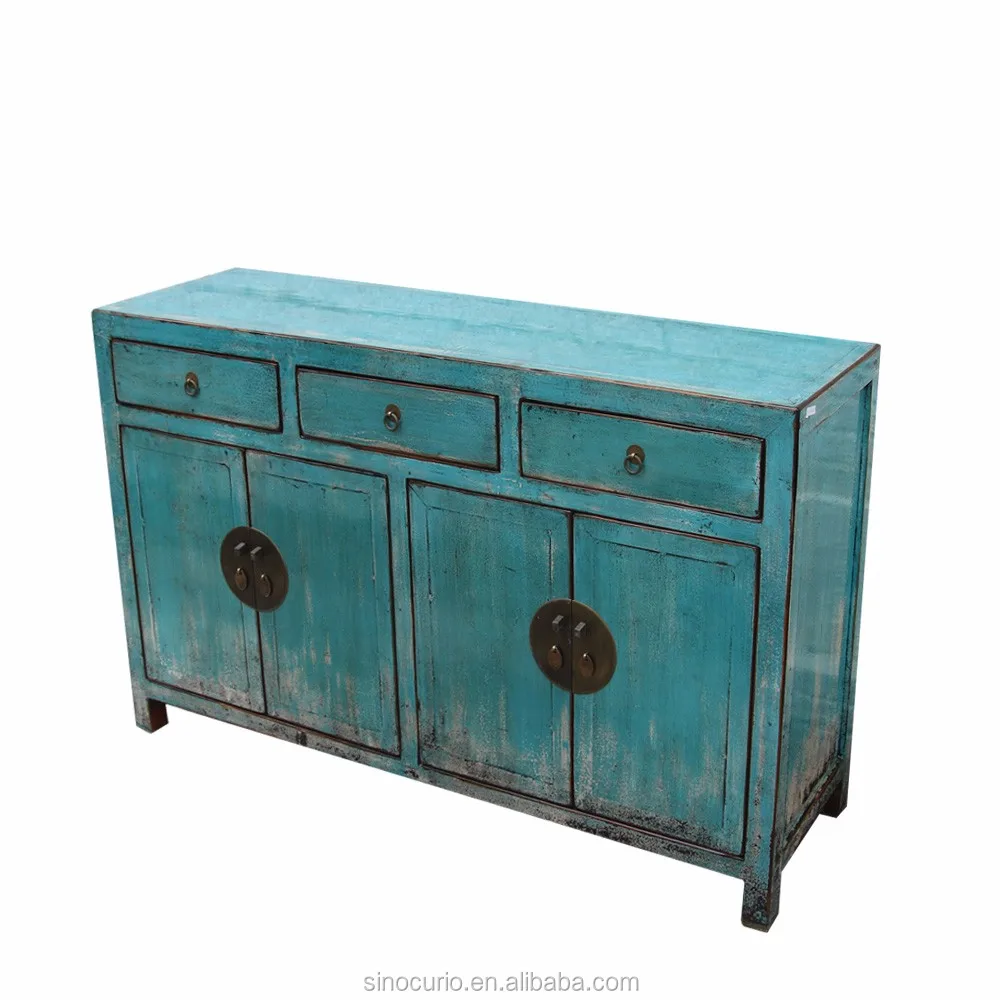 Antique furniture mongolia painted wooden cabinet S9