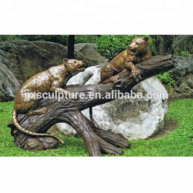 Garden Decorative Life Size Metal Animal Brass Leopard Statues Bronze Panther Sculpture