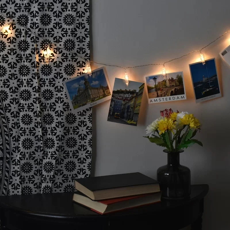 
20 LED Battery Powered Fairy Wire Lights LED Photo Clip String Lights For Bedroom Hanging Photo 