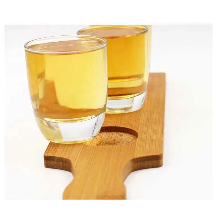 Anti-slip Long board Serving Tray wood wine glass holder and 3 holes Wine Tray Wooden beer Tray