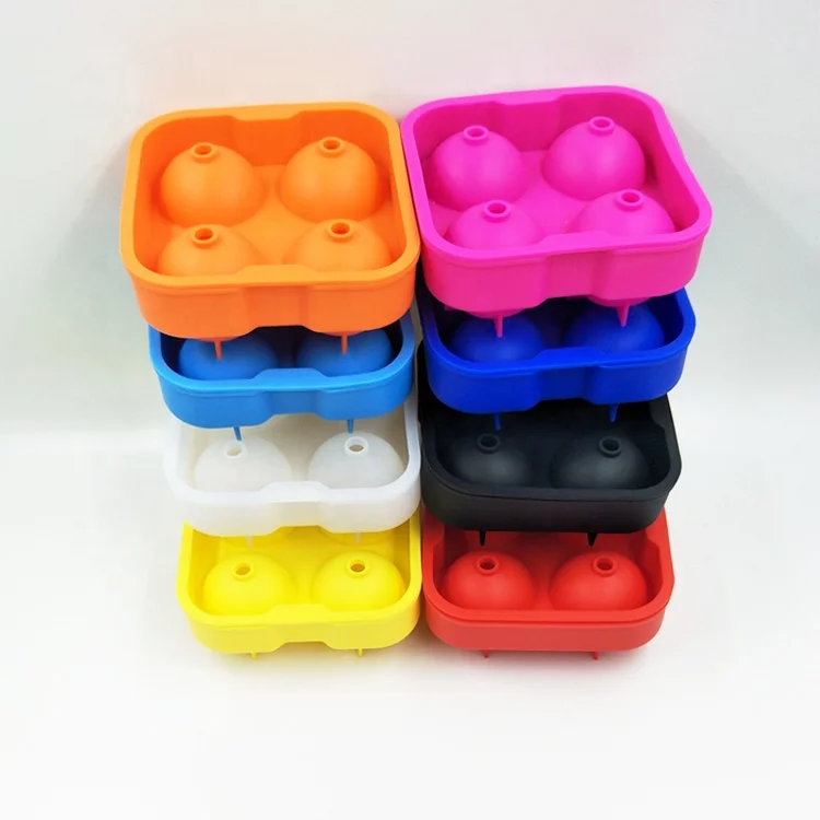 Изготовленный на заказ логотип силиконовая форма для льда «блок формы большие круглые 4 полости силиконовая форма для льда