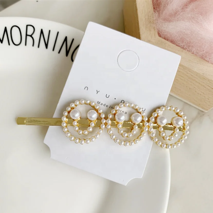 Hot Korean ins pearl hair pin letter hairpin in golden customized letters acceptable