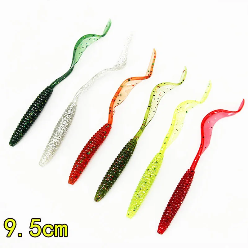9.5cm single long tail soft maggot grub lure worm silicone fishing bait lure