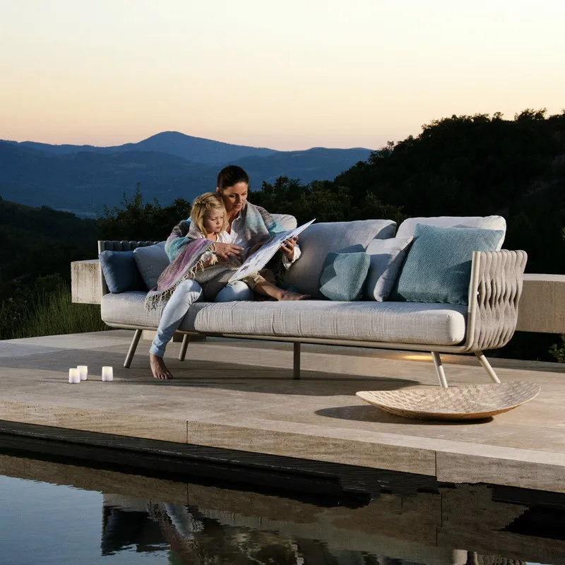 Luxury Design Garden Sofa Rope Furniture Manufacturer Outdoor Furniture Patio Rattan Sofa Set