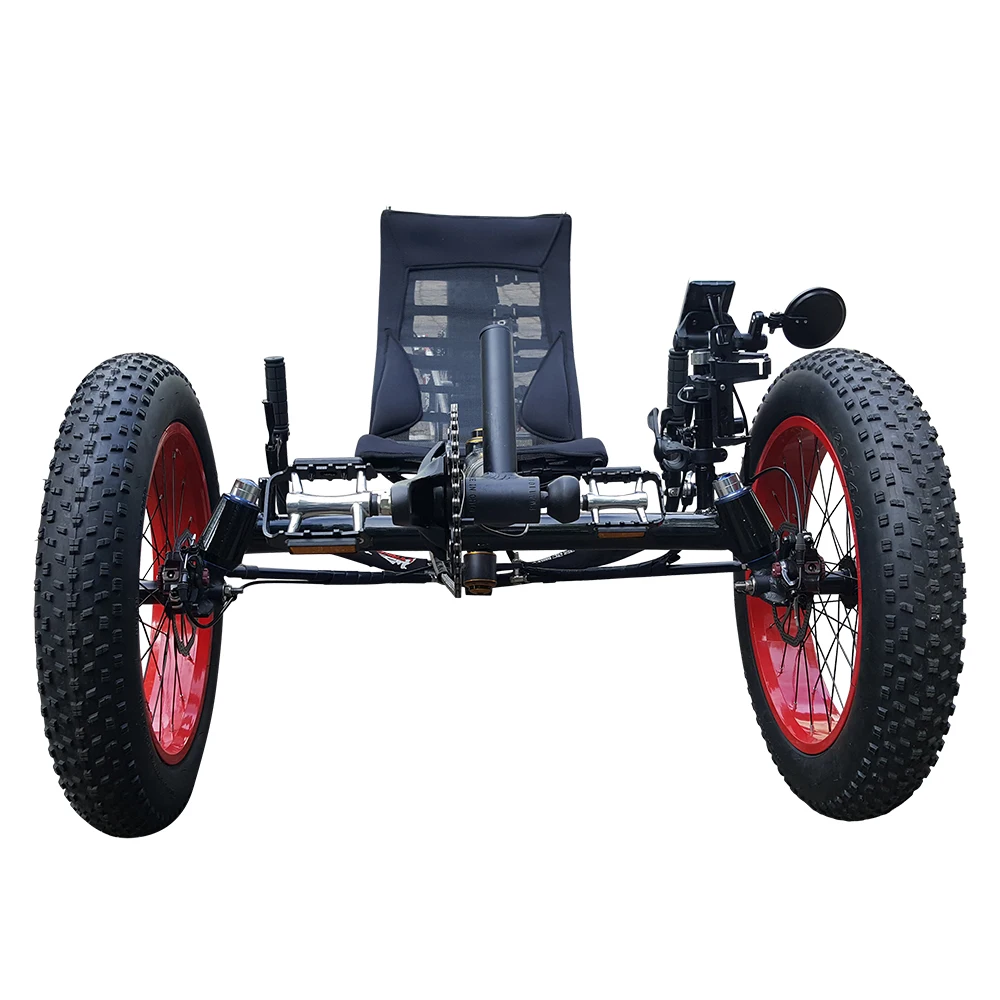 Free Shipping High Capacity Laid-Back Seat Reverse Three Wheel Street Electric Recumbent Trike Fat Snow Tire Recumbent Tricycle