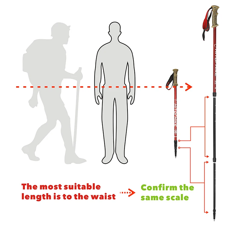 Hitorhike Aluminum 6061 Trekking Poles Lightweight Walking Stick With Cork Grips