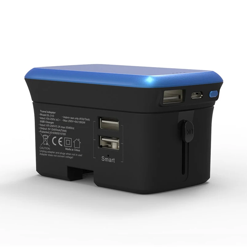 Бытовая техника, подарочные товары, дорожный адаптер питания, дорожный адаптер с портативным зарядным устройством с usb c