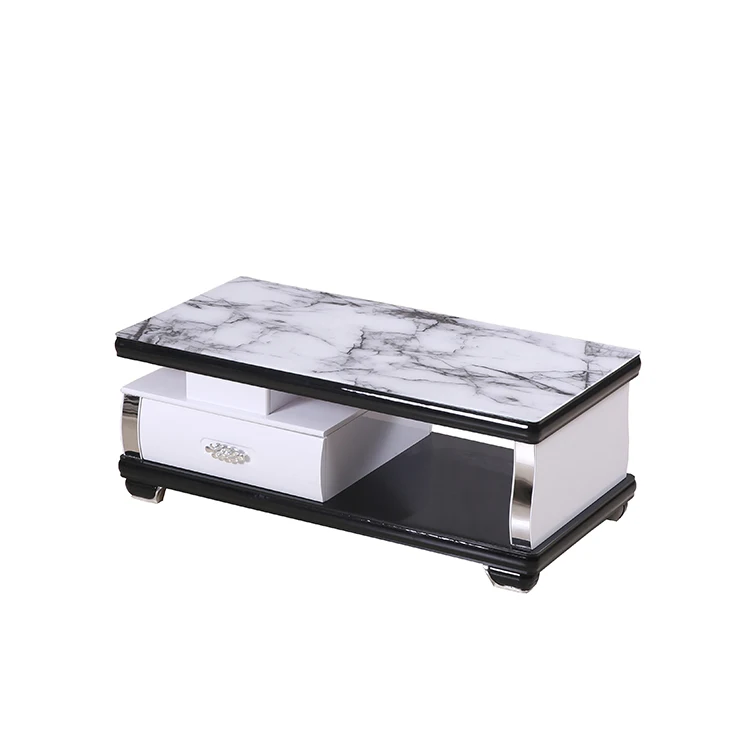 Современный винтажный центральный столик из закаленного стекла для гостиной журнальный Ближнего Востока с выдвижным