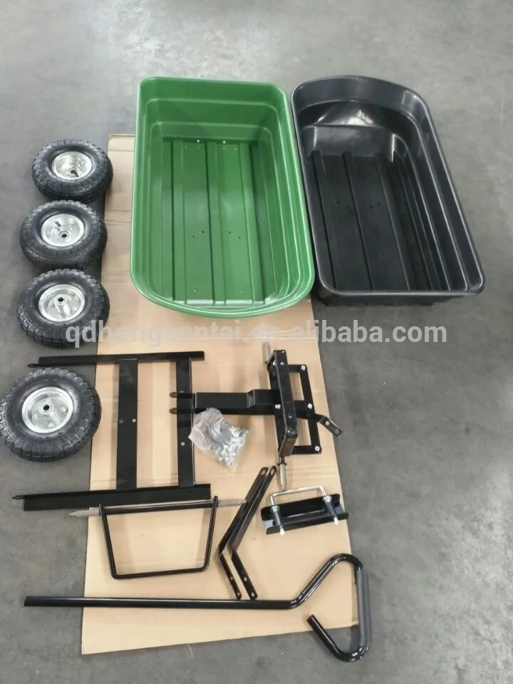 75L 125L 4 wheel heavy duty poly plastic tray dump garden carts