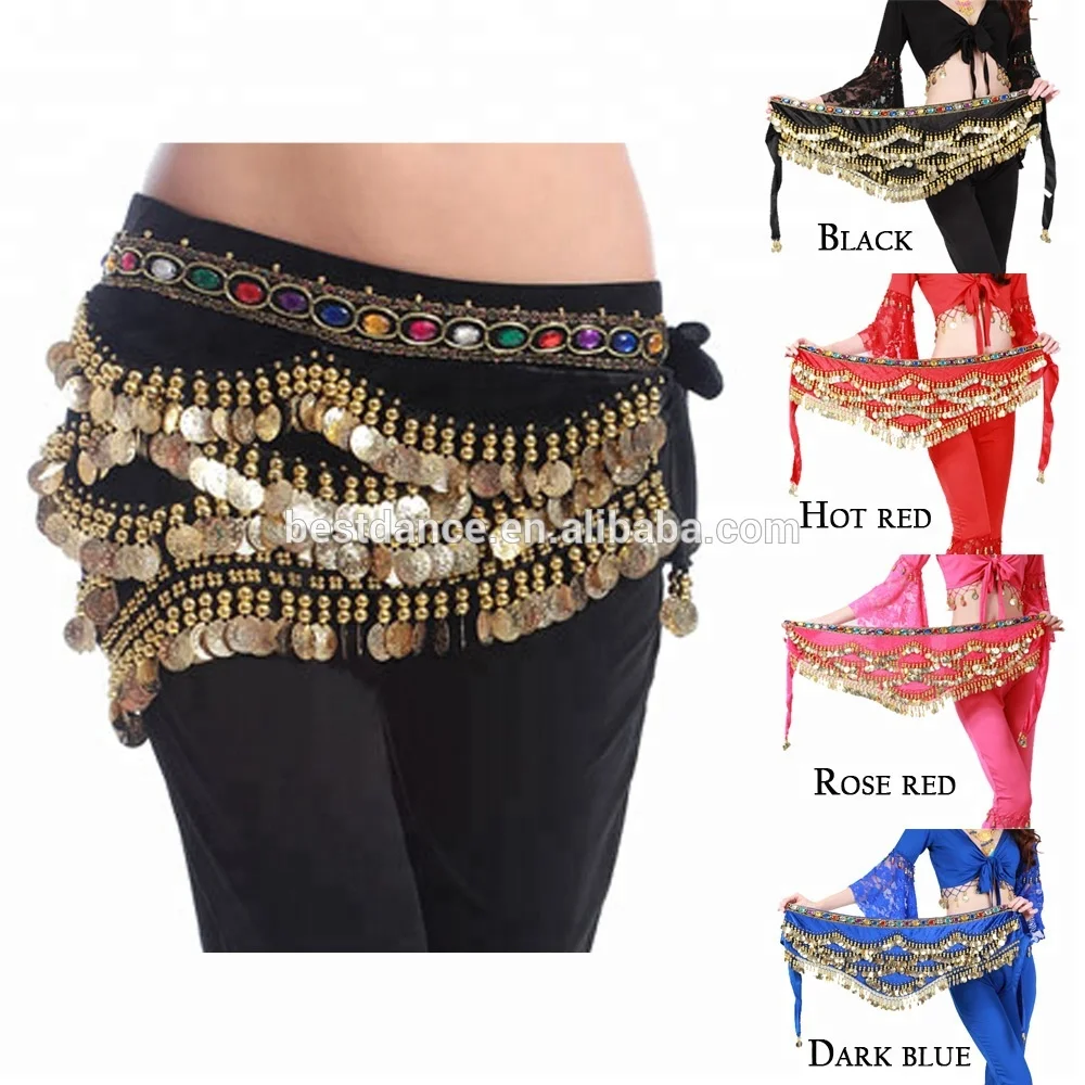 Bestdance танец живота три слоя золотой монеты пояс хип шарф монет и поясом из бисера юбка с запахом