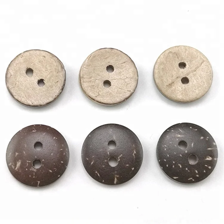 Natural Round 2 Holes Coconut Shell Button For Clothing