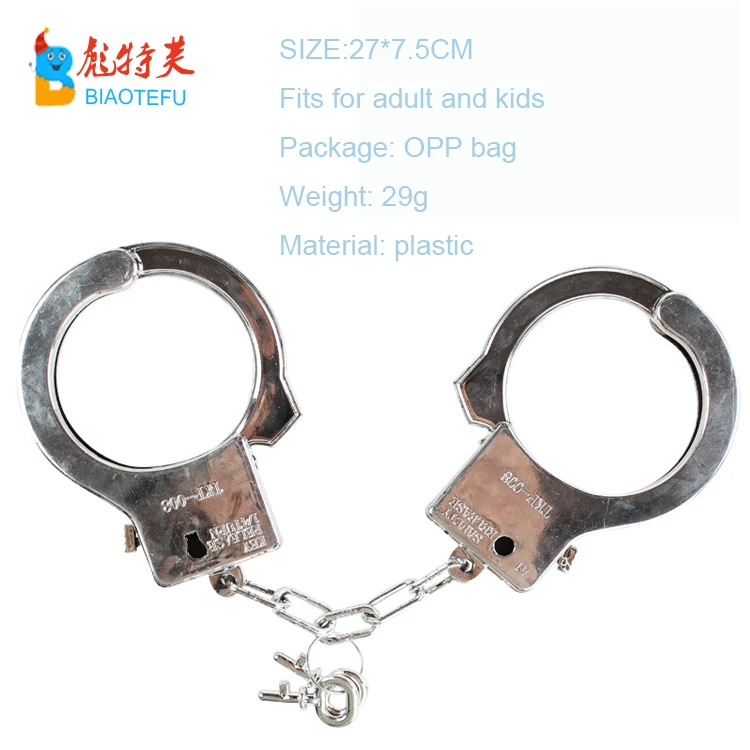 party cosplay plastic police handcuffs toys with key