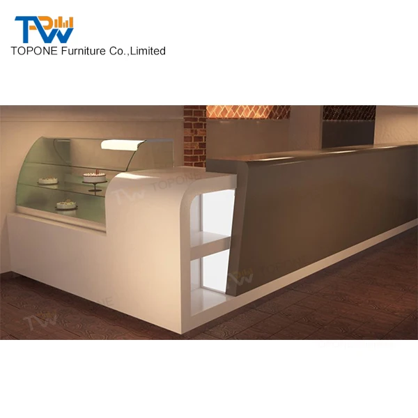 Factory Custom Marble Top  L Shape Led Lighted Cafe Restaurant Bar Counter Design