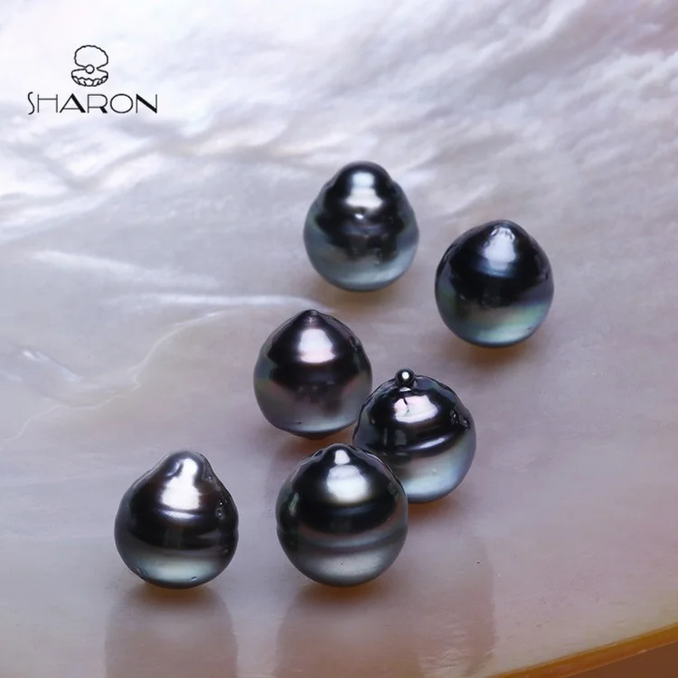 
High Luster 10-11mm Grade AA Near Round Drop Rice Black Seawater Tahitian Pearl 