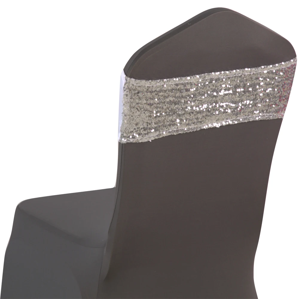 
factory hot sale sequin stretch chair bands chair cover sashes for wedding banquet party events decoration 