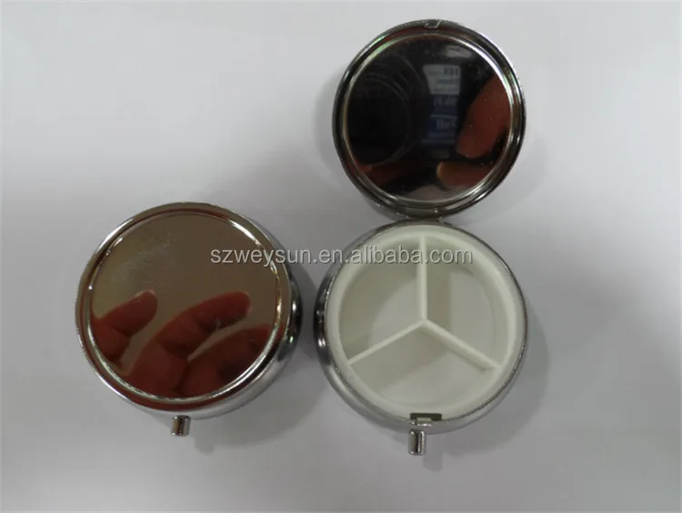 60MM Metal Blank Pill boxes with Compact Mirrors DIY Storage Box Medicine Organizer container Silver Pill boxes