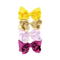 E-Magic Wholesale Eco friendly fashion headdress Colorful double-sided bow fish scale hairpin sequin bow hair clip for the girl
