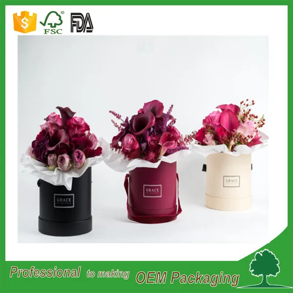 Lid and Base round cardboard carton flower box packaging for flowers wholesale