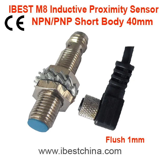 M8 Connector Short Body Inductive Proximity Sensor Switch NPN/PNP 5V/12V/24VDC Metal Detector IP67 Water Resistant (IBEST)