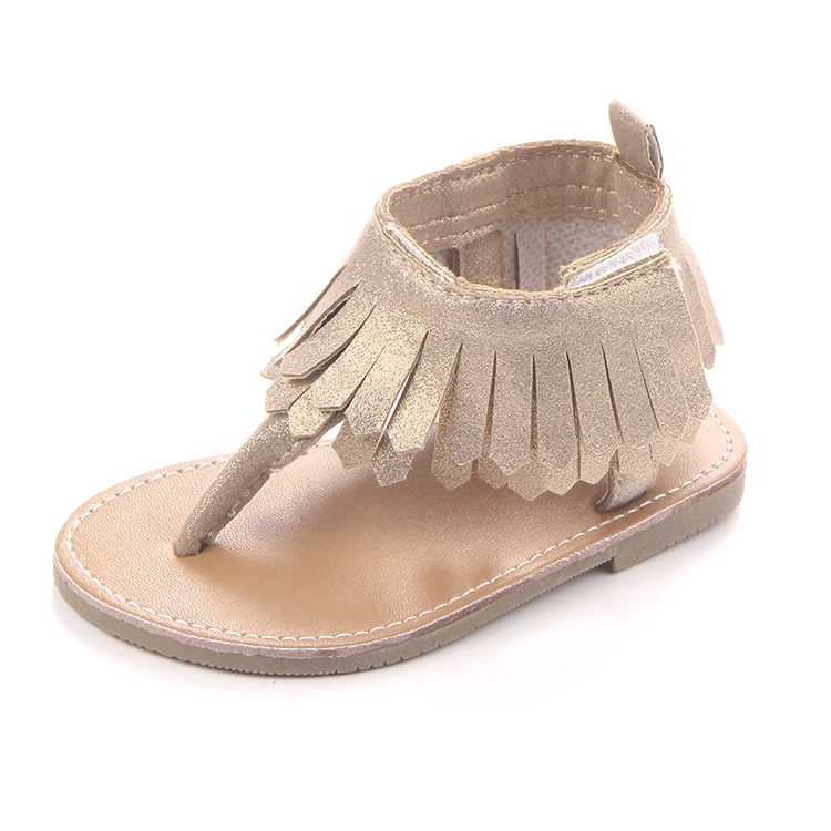 New fashional tassel design soft leather kids baby girl sandals