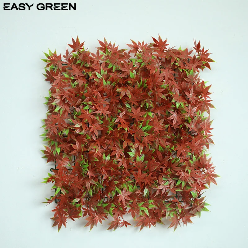 Lifelike 50 x 50 cm Anti-UV artificial red maple leaf outdoor hedge panel artificial vertical garden plant home decoration