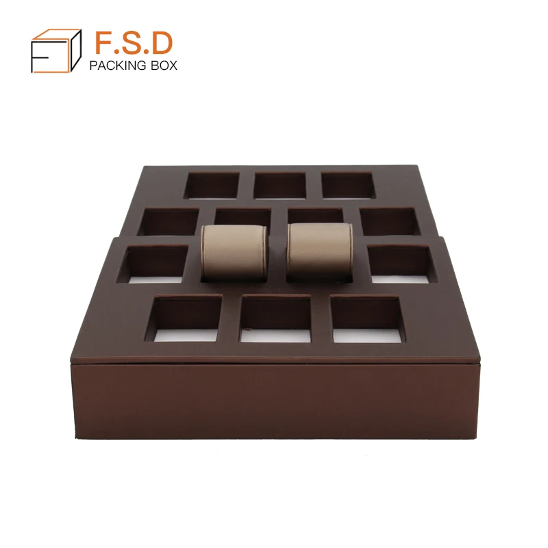 2024 High Quality New trend PU Leather Watch Jewelry Tray Display custom Brown color size Whole Set Tray For Window Showcase