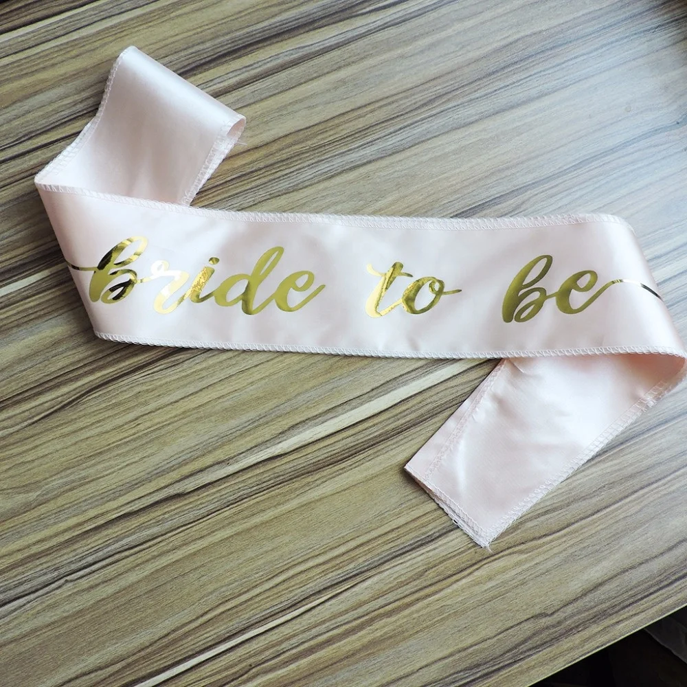 
double layer rose gold satin bride to be sash with gold shiny lettering for bridal shower hen party LP 