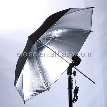 Ereise Photography studio light equipment reflect Black silver umbrella made of nulon material and aluminum shaft