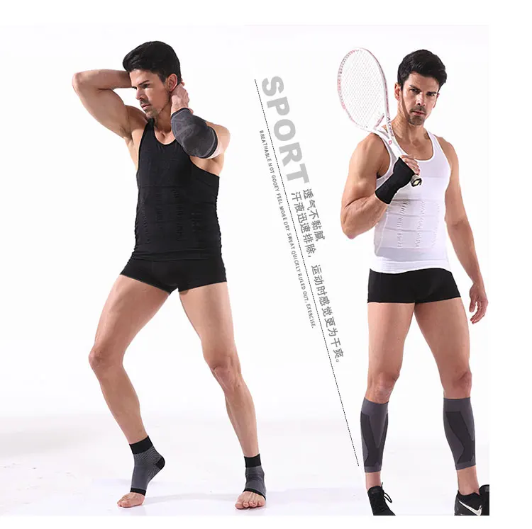 Мужская утягивающая компрессионная рубашка, Облегающая майка, утягивающая мужская рубашка