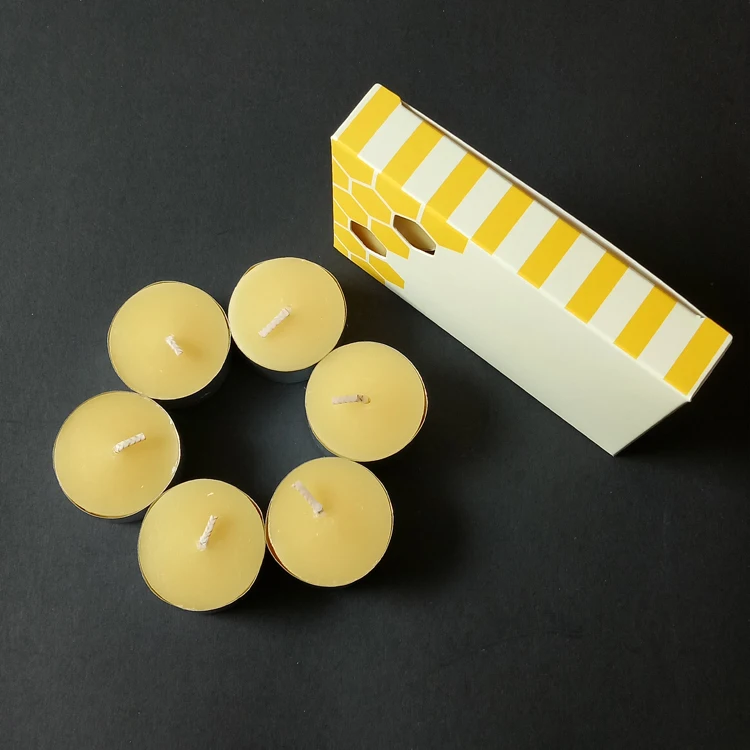 100% Pure Natural Raw Organic Handmade Beeswax Tea Light Candle Metal Cup/holder