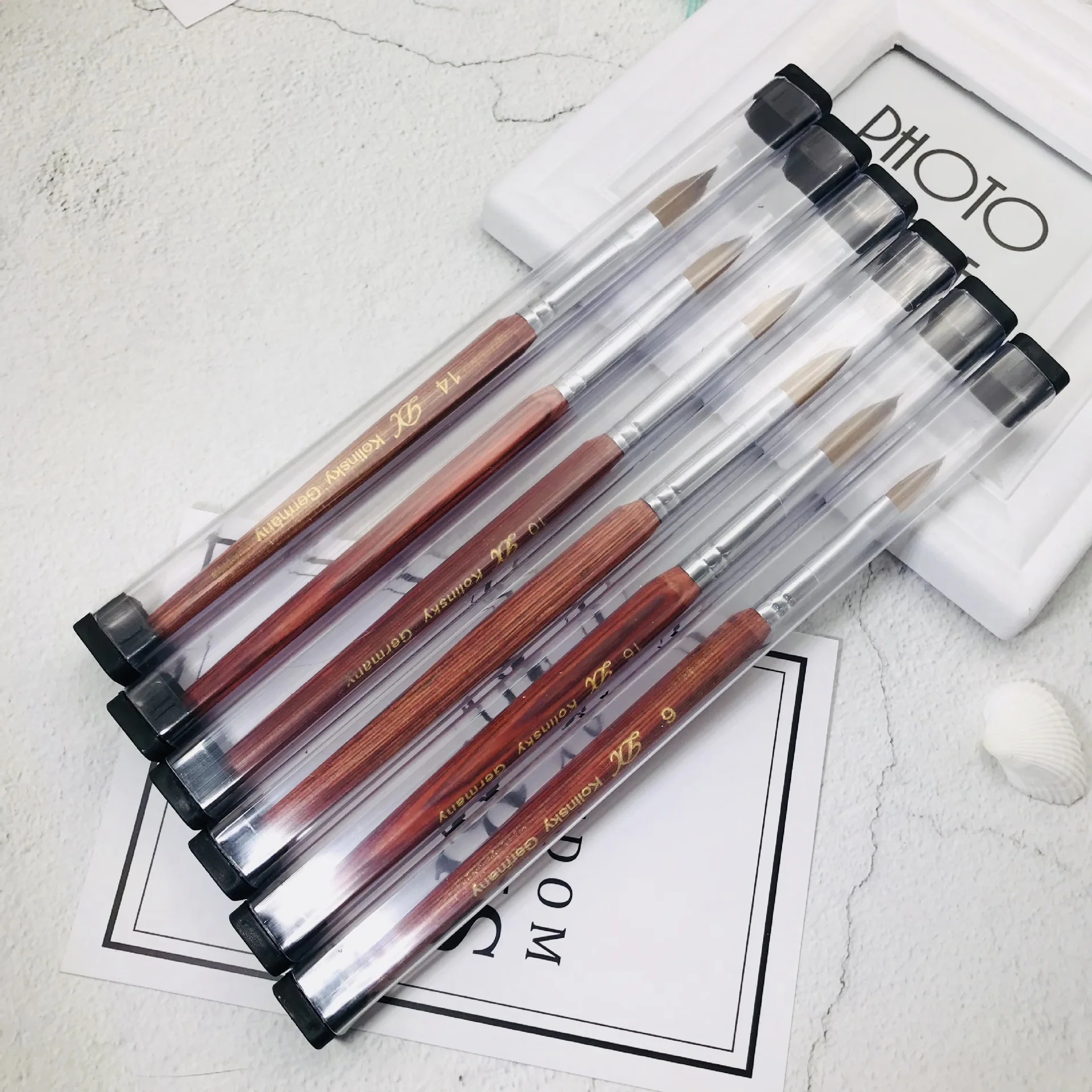 High quality Handle Wholesale 100% Pure Kolinsky Acrylic Nails Oval Nail Art Brushes Brush with OEM service